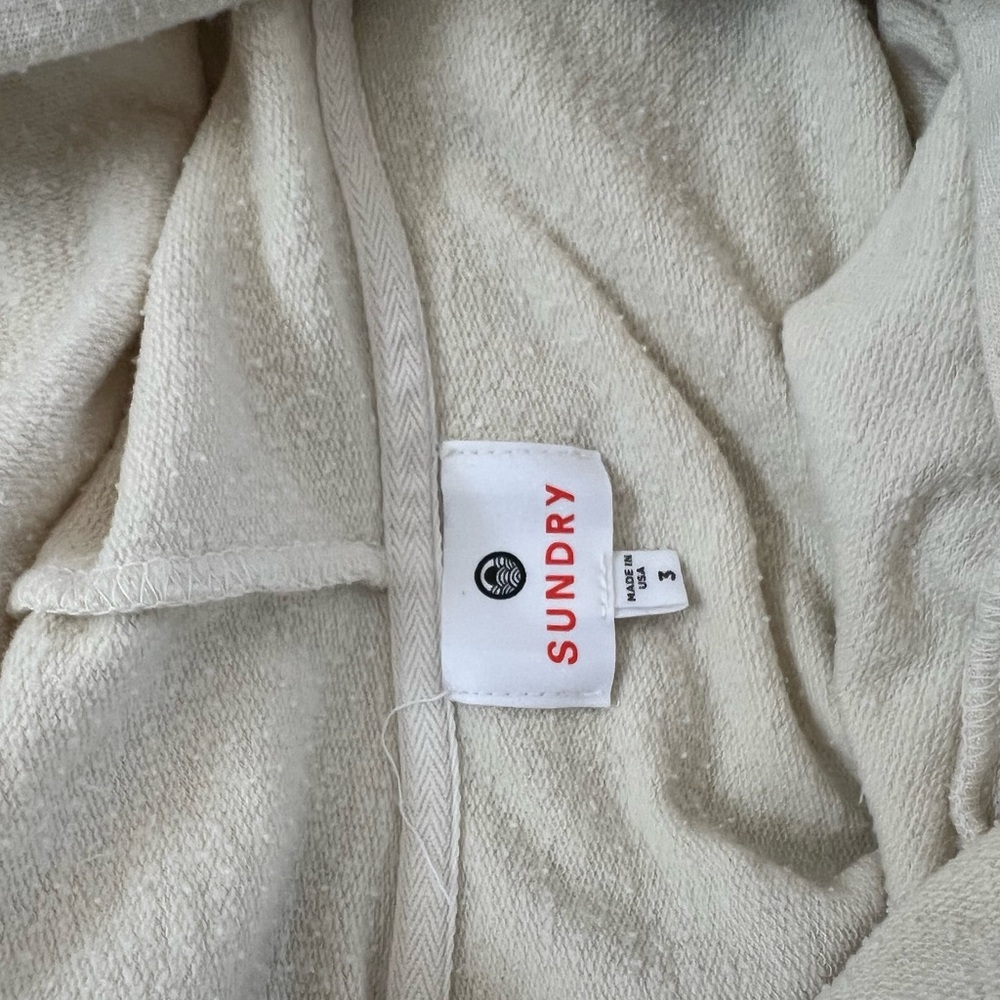 Sundry Cream Hoodie with Red Logo Tag - Picture 3 of 4